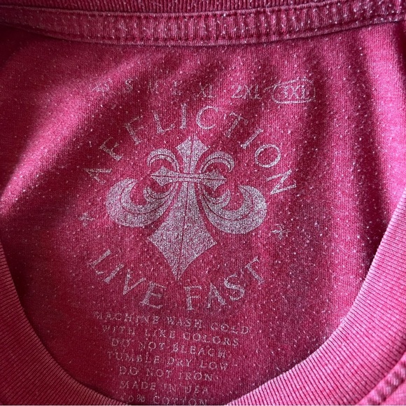 Affliction Distressed graphic Tshirt, red, size 3X - Picture 3 of 14